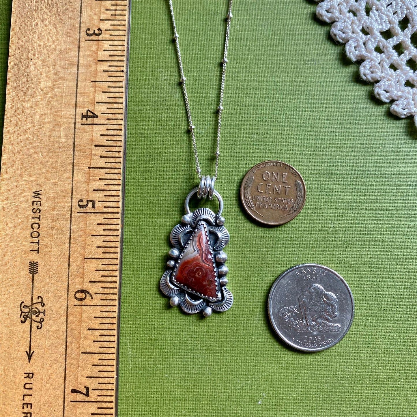 Crazy Lace Agate Asymmetrical Pendant