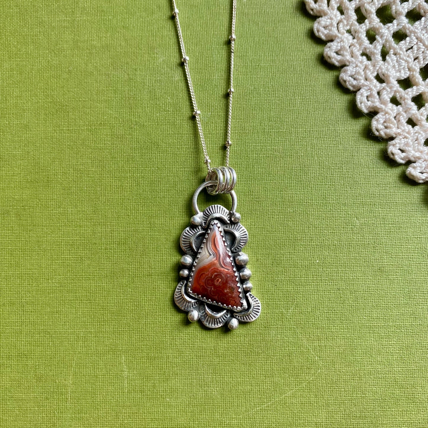 Crazy Lace Agate Asymmetrical Pendant