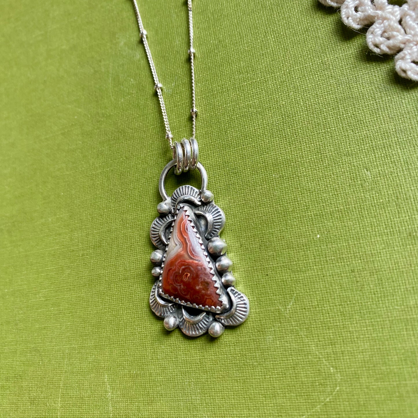 Crazy Lace Agate Asymmetrical Pendant