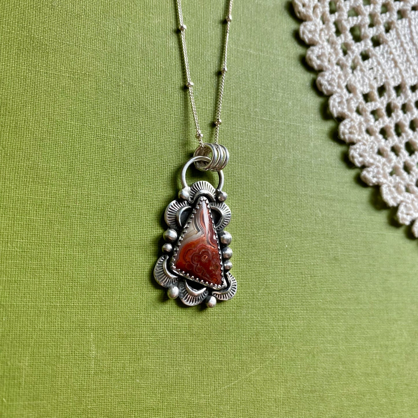 Crazy Lace Agate Asymmetrical Pendant