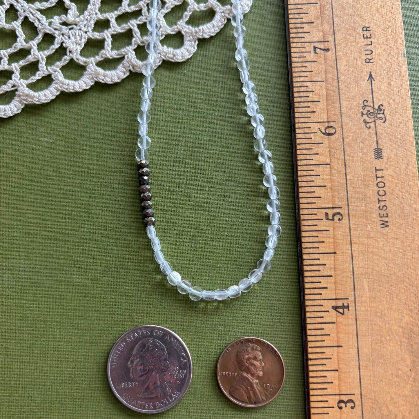 Clear Quartz & Pyrite Beaded Necklace