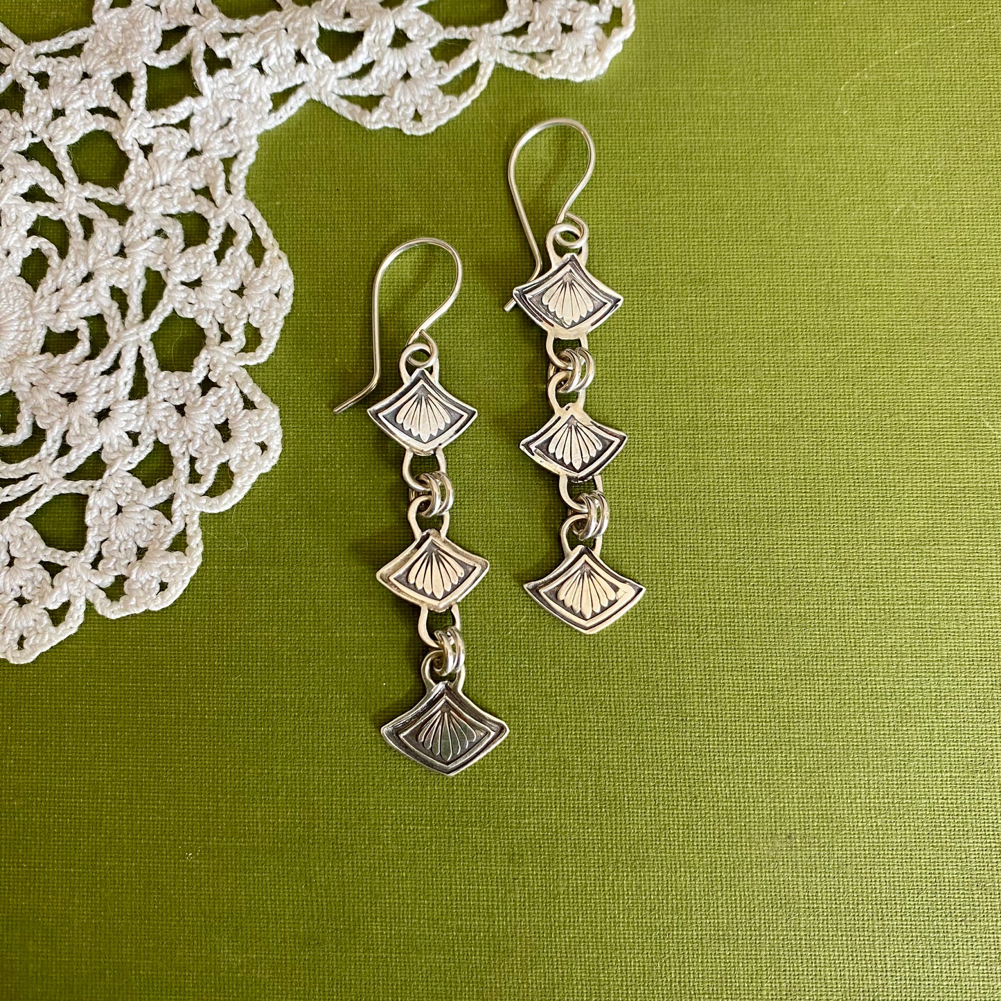 Imogene Hand Stamped Sterling Silver Earrings