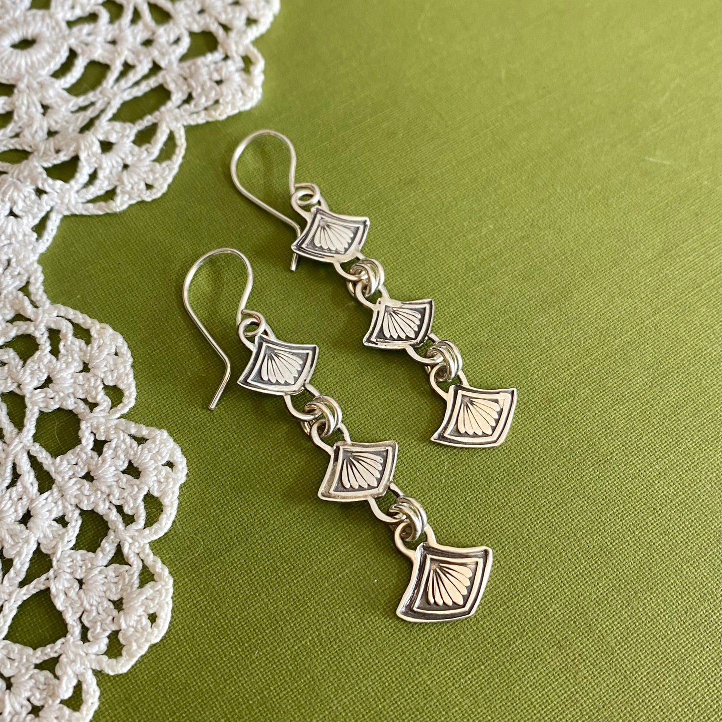 Imogene Hand Stamped Sterling Silver Earrings