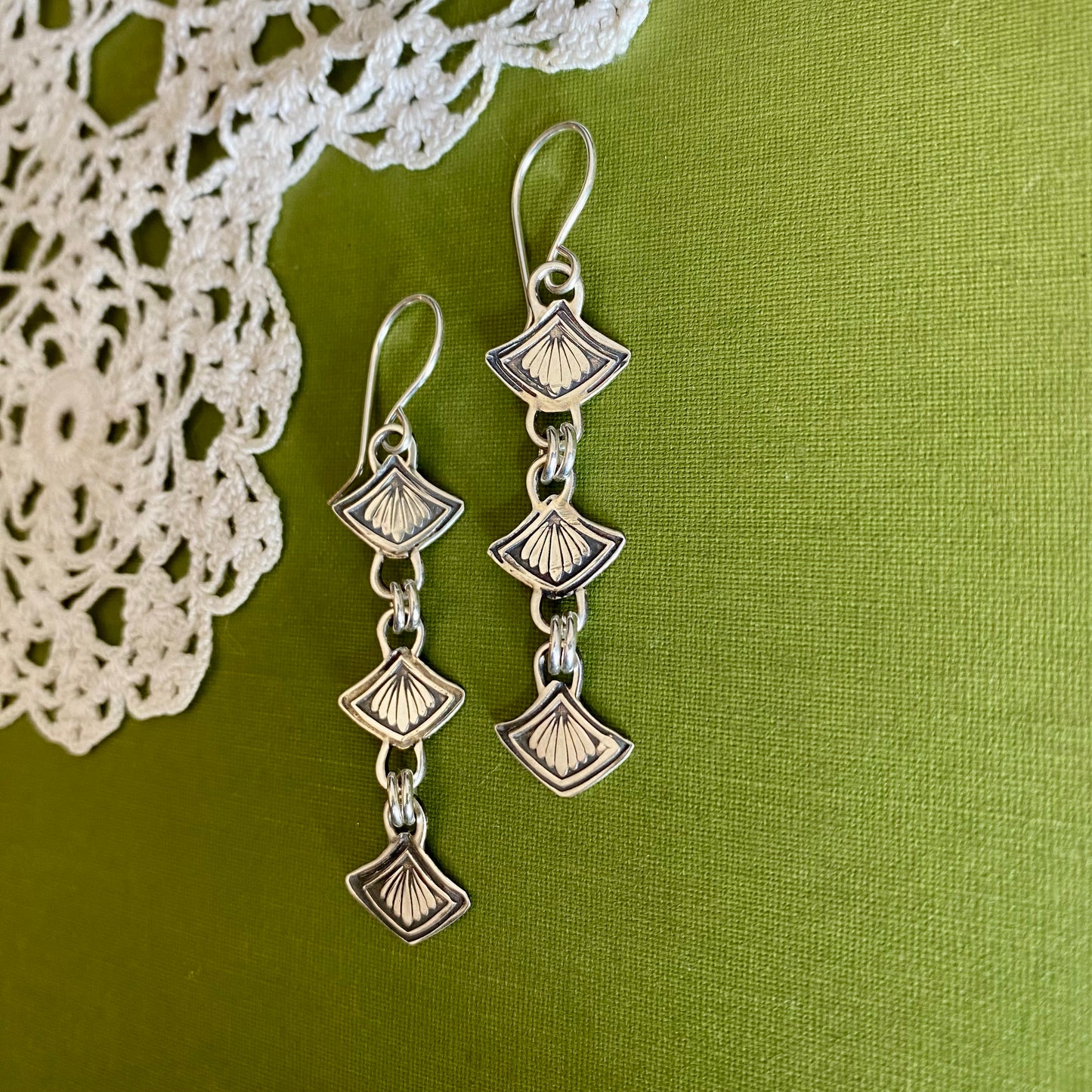 Imogene Hand Stamped Sterling Silver Earrings