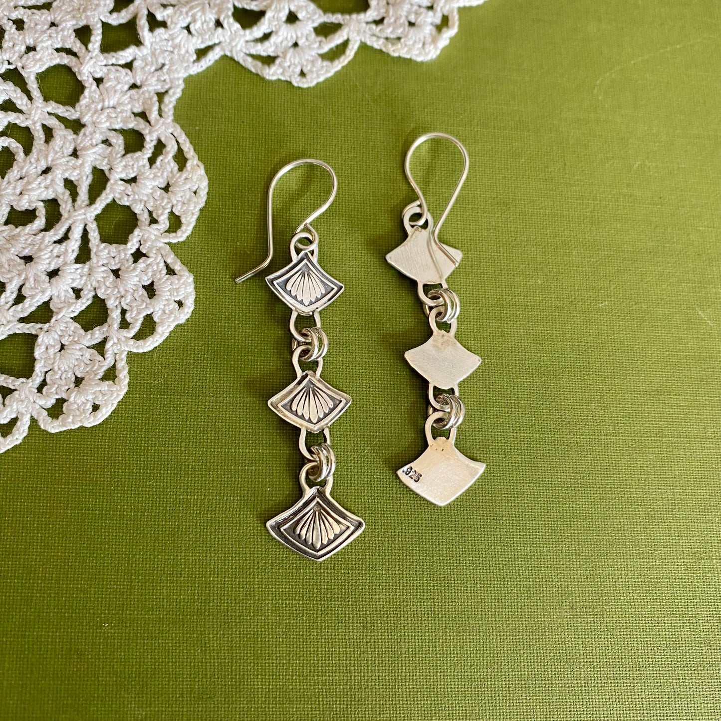 Imogene Hand Stamped Sterling Silver Earrings