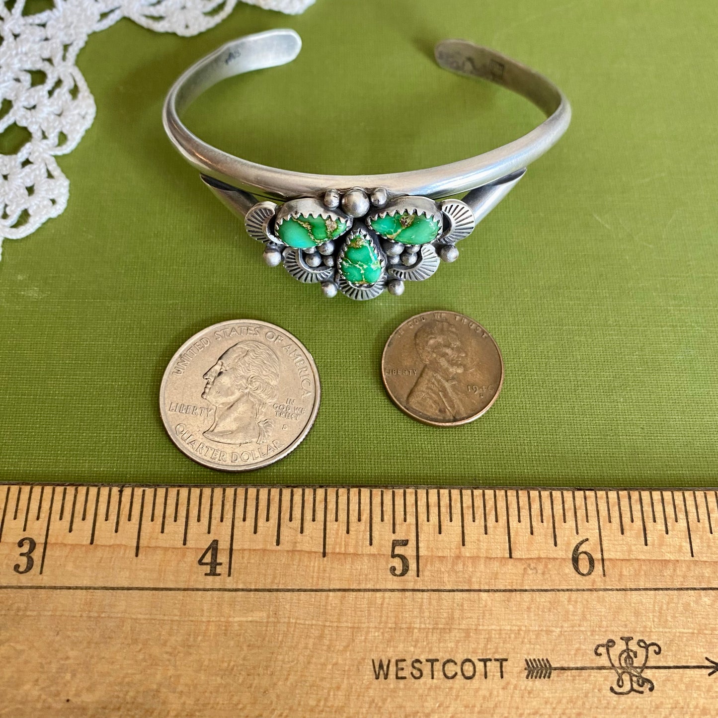 Sonoran Mountian Turquoise 3 Stone Cuff Bracelet