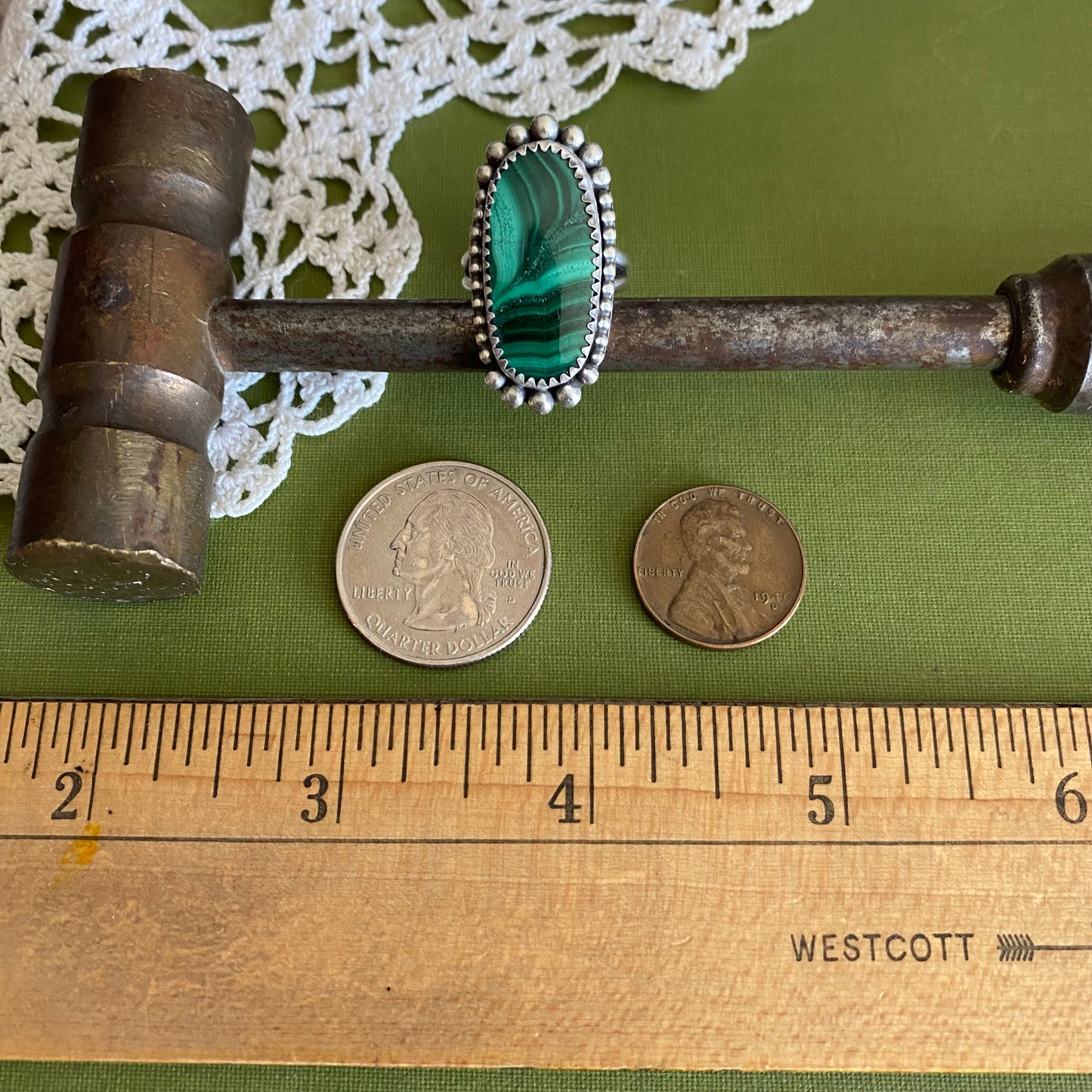 Malachite Ring Size 7