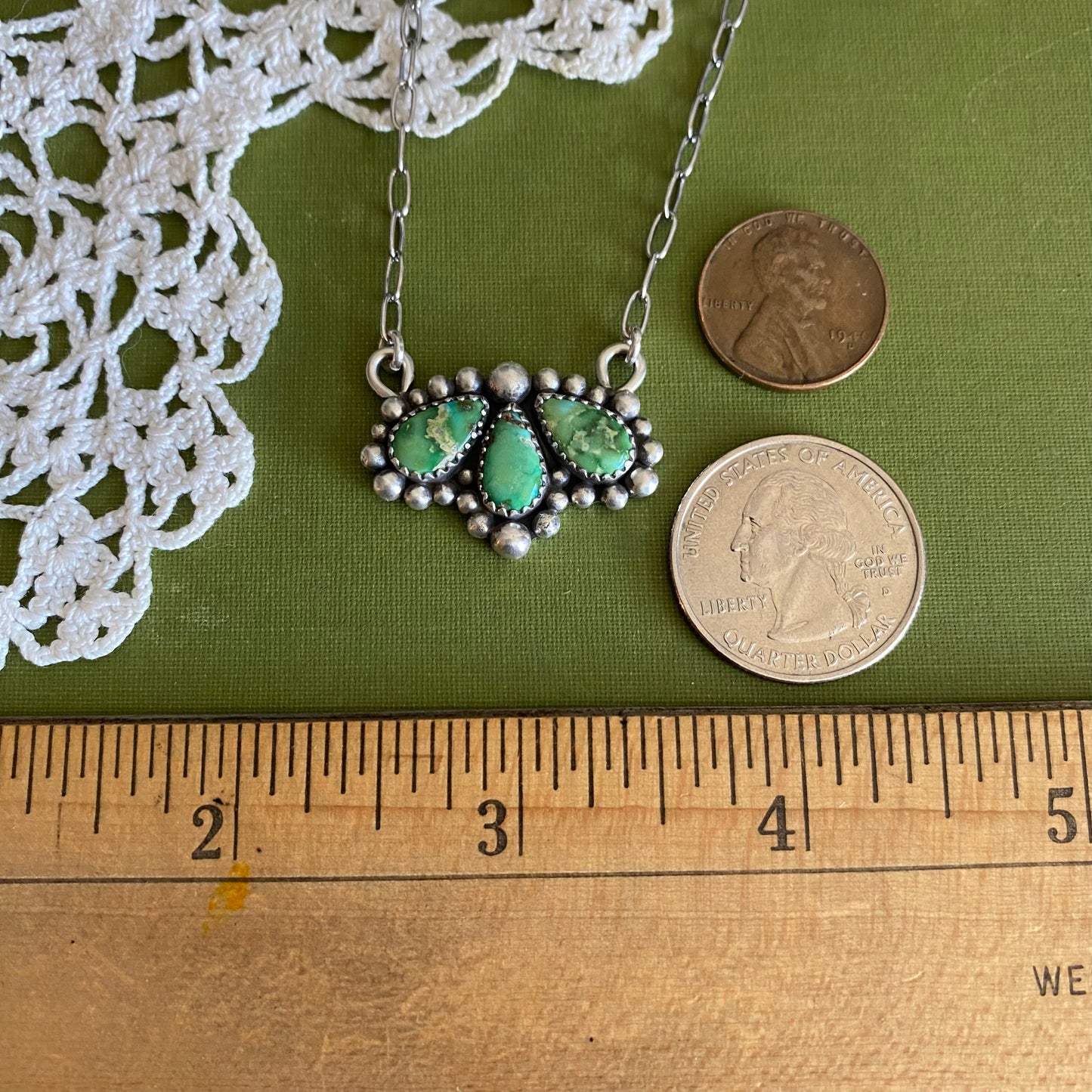 Sonoran Mountain Turquoise 3 Stone Necklace