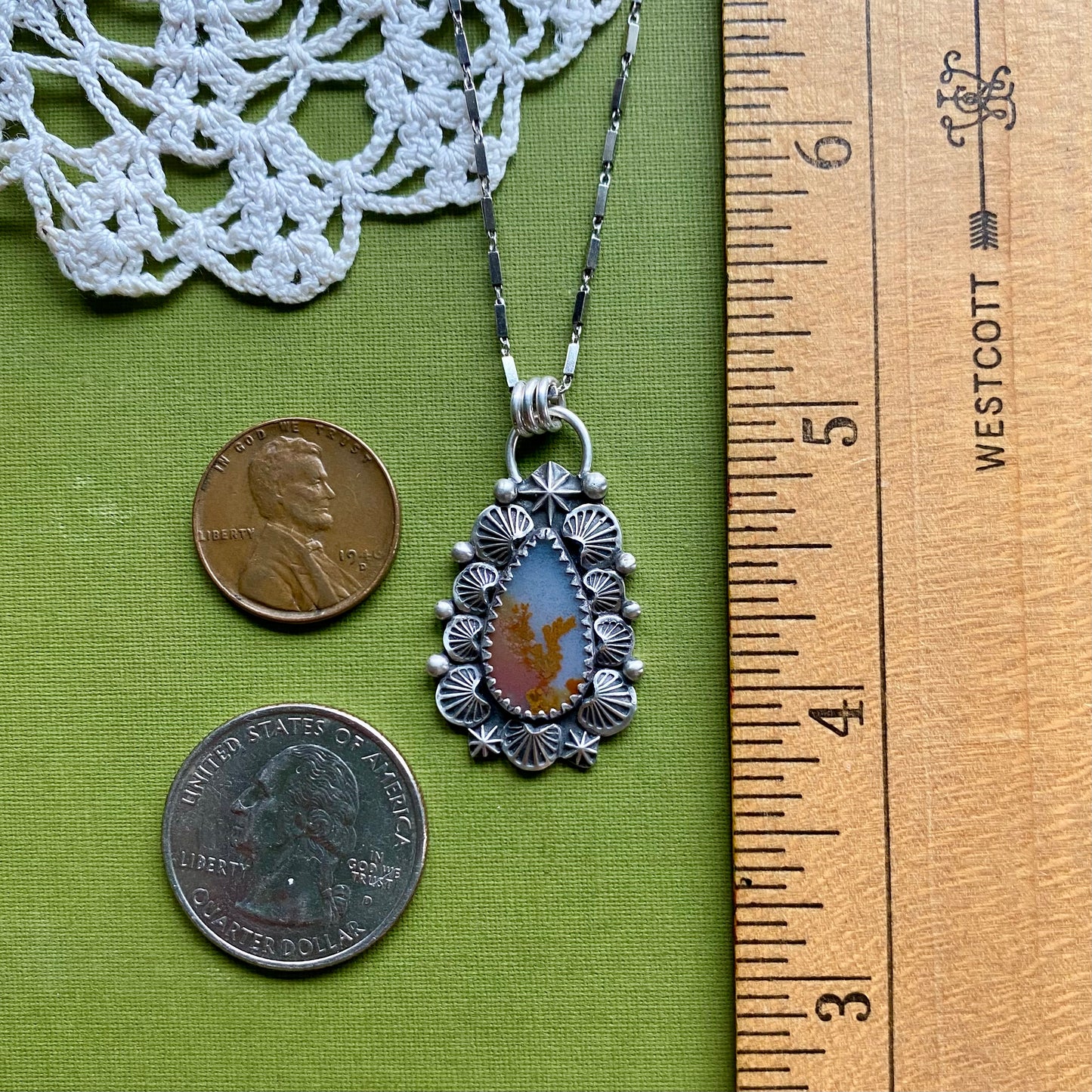 Orange Dendritic Agate Pendant