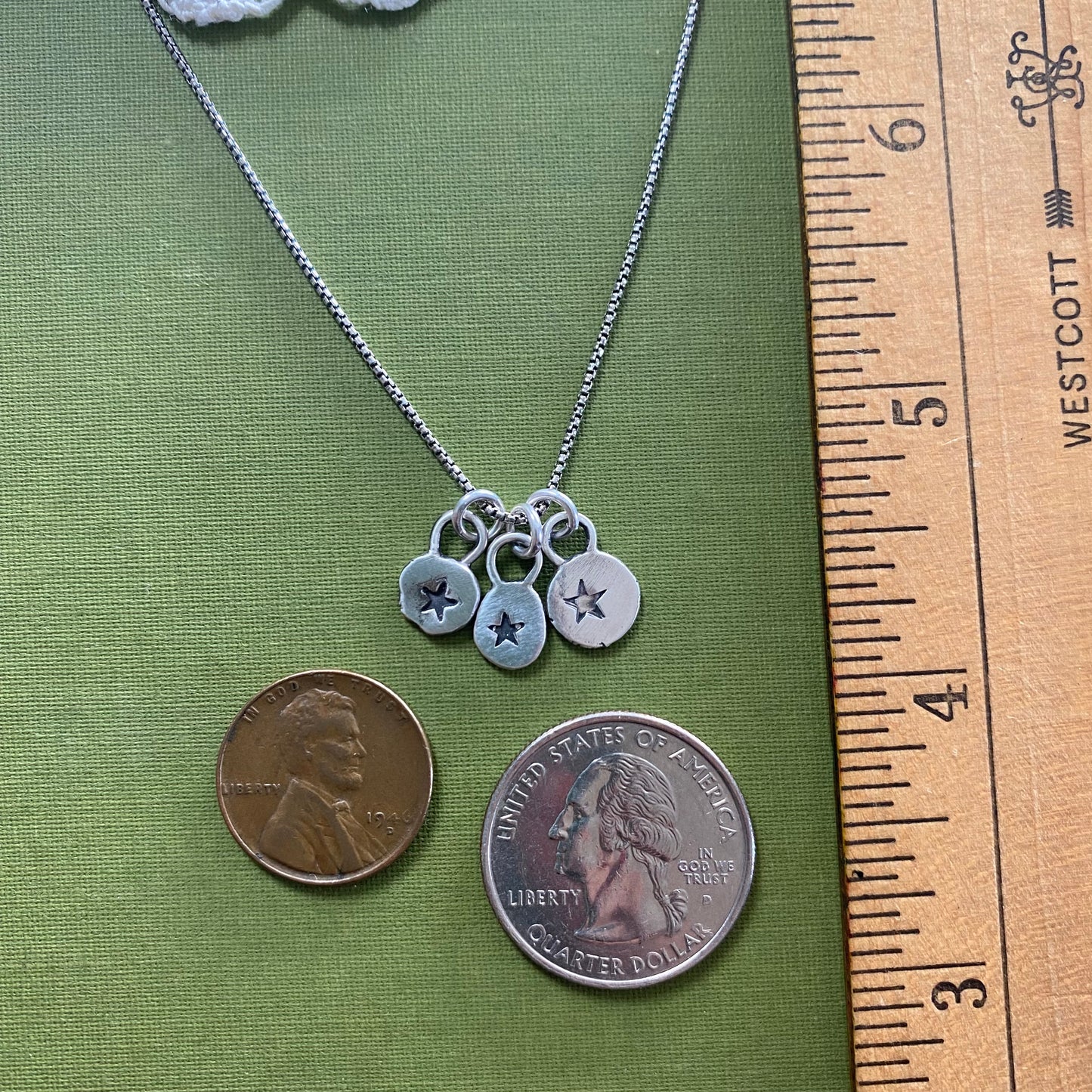 3 Star Sterling Silver Charm Necklace