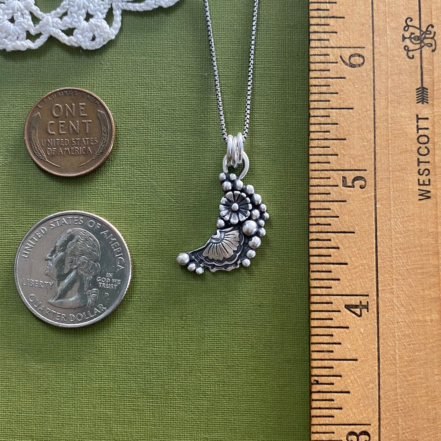 Sterling Silver Flower Moon Pendant