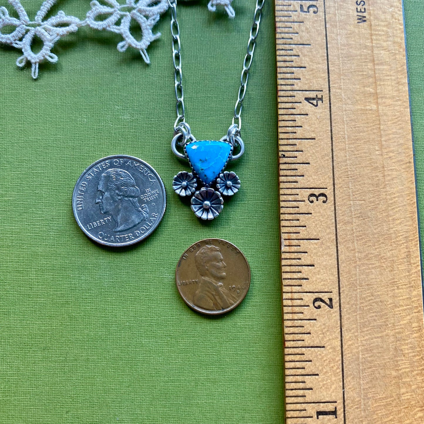 Triangle Blue Bird Turquoise Necklace