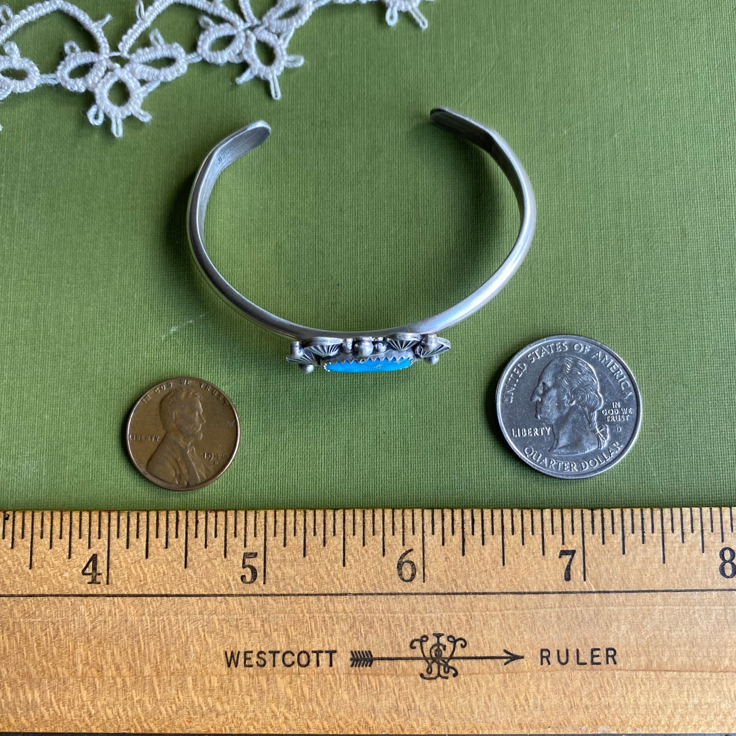 Rectangle Blue Bird Turquoise Cuff Bracelet