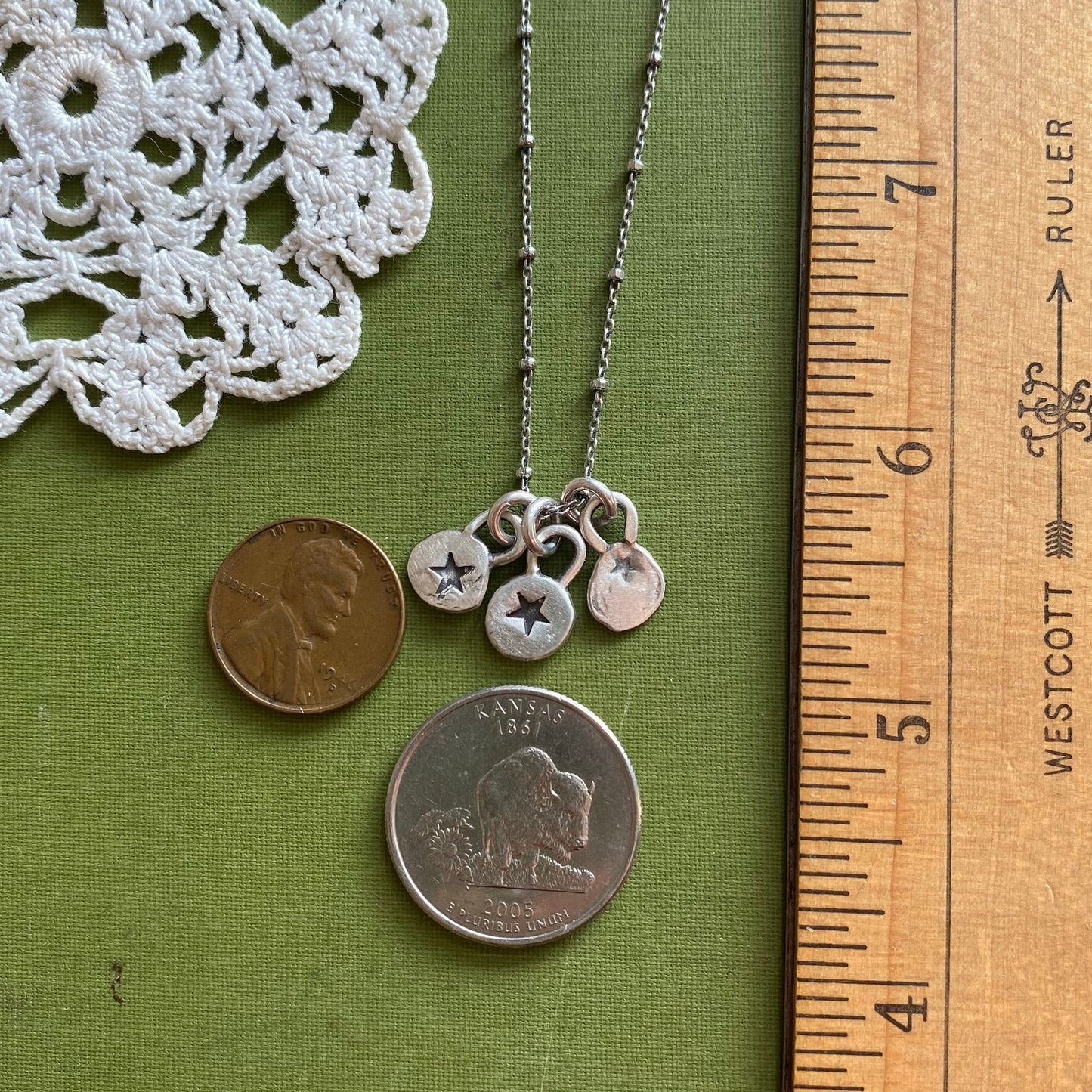 3 Star Hand Stamped Charm Necklace #5