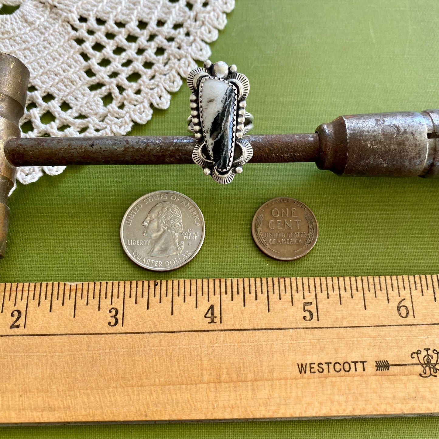 White Buffalo Ring Size 7