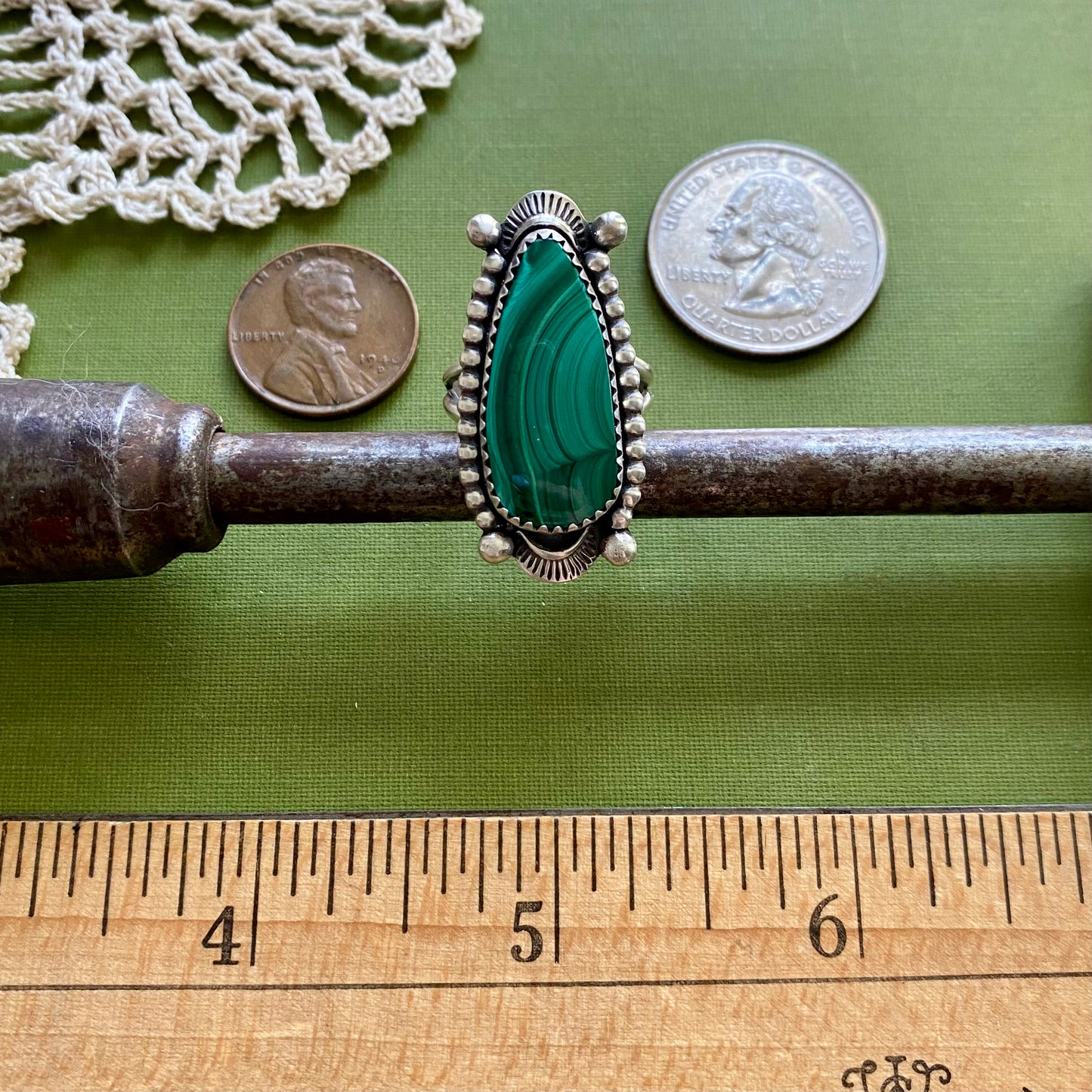Malachite Ring Size 7