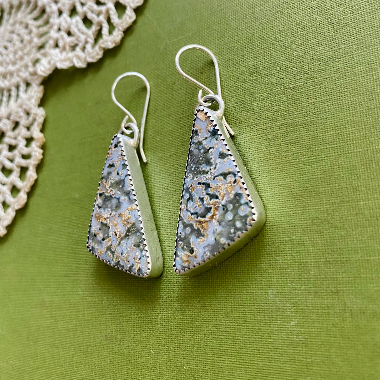 Sage Green Agate Earrings