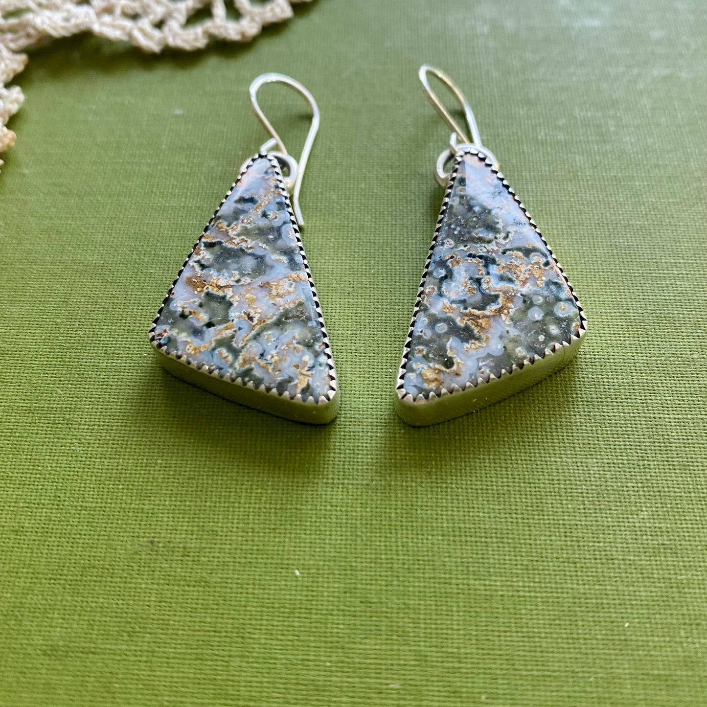 Sage Green Agate Earrings