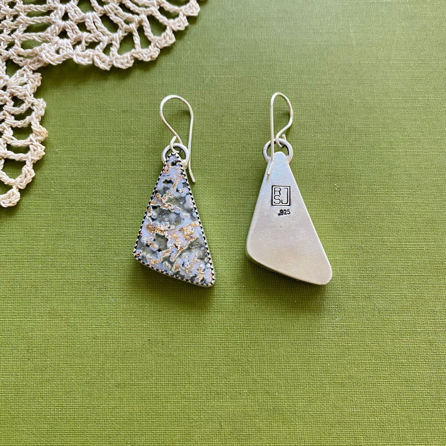 Sage Green Agate Earrings