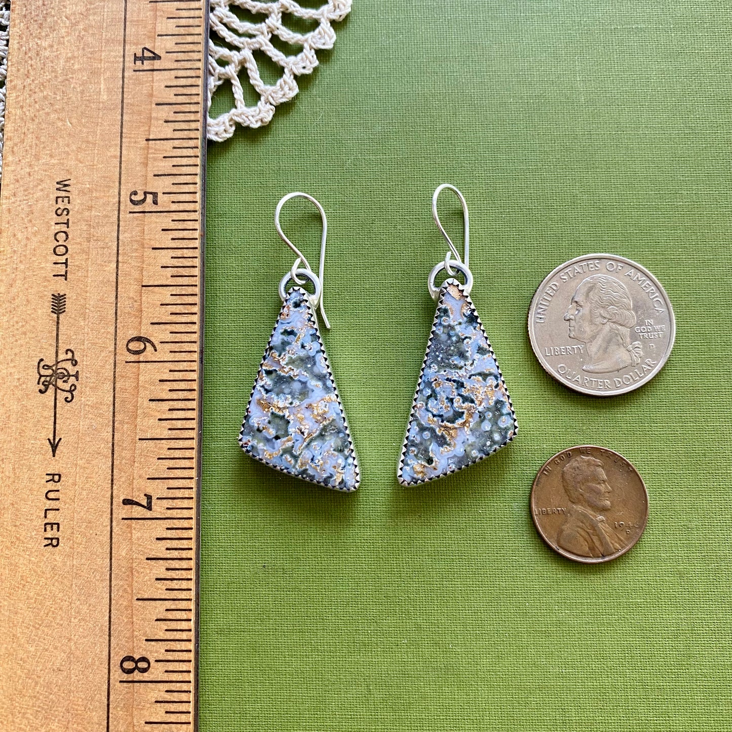 Sage Green Agate Earrings