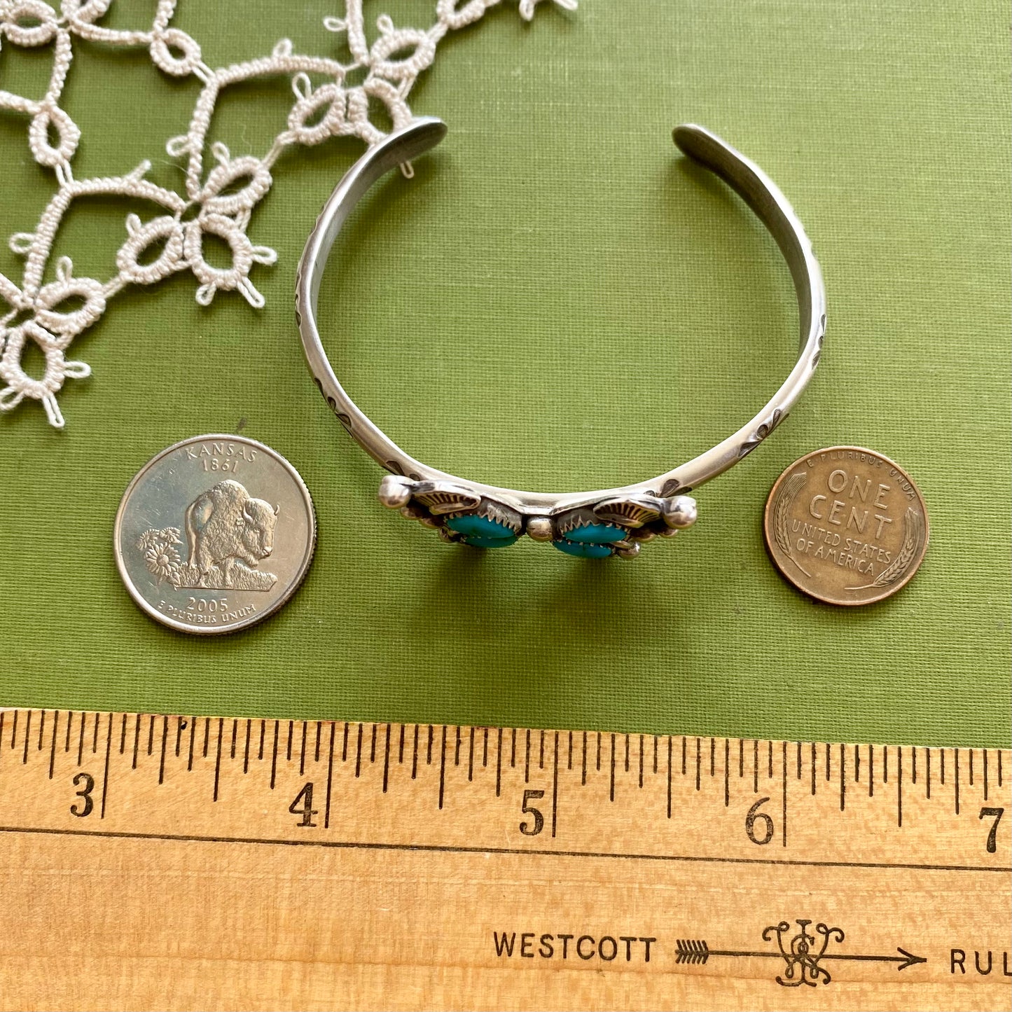 Bandits Mine Turquoise Stamped Butterfly Cuff Bracelet