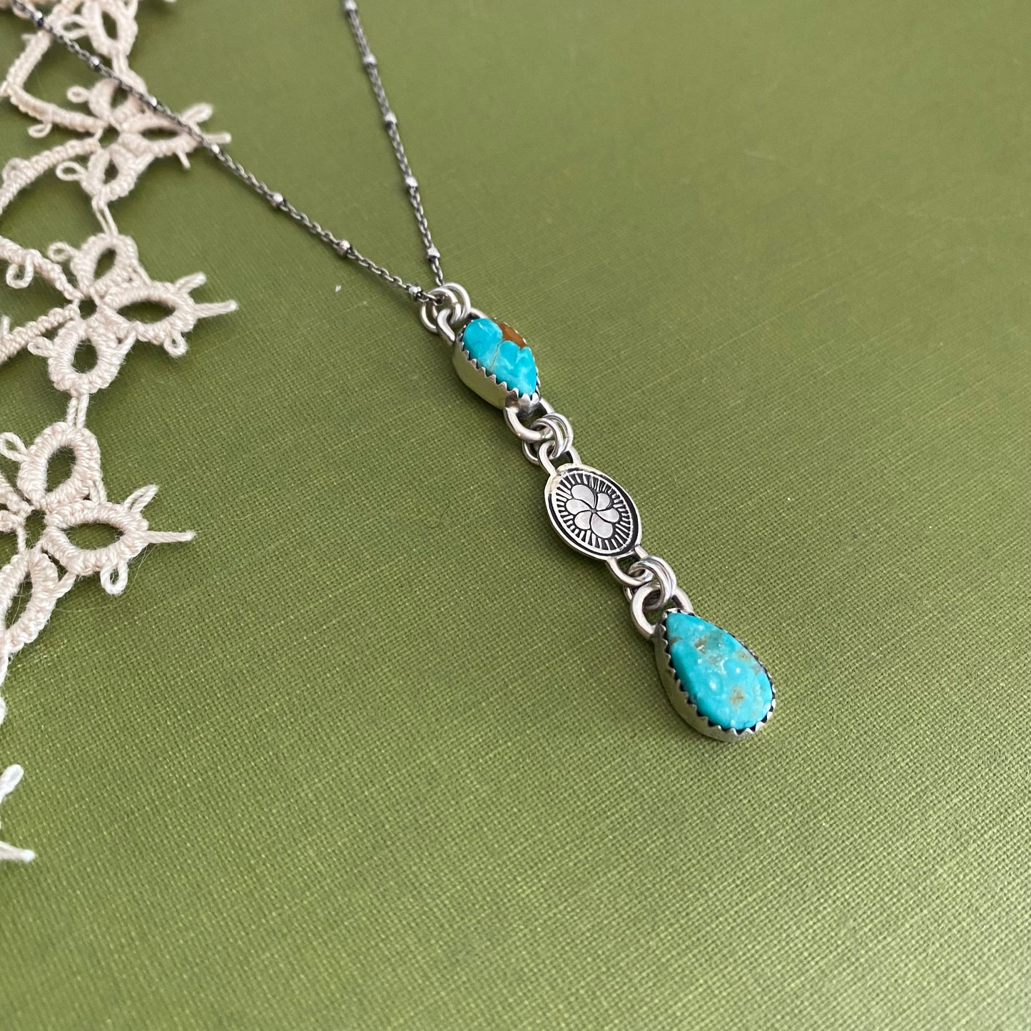 Pilot Mountain Turquoise 3 Tier Pendant