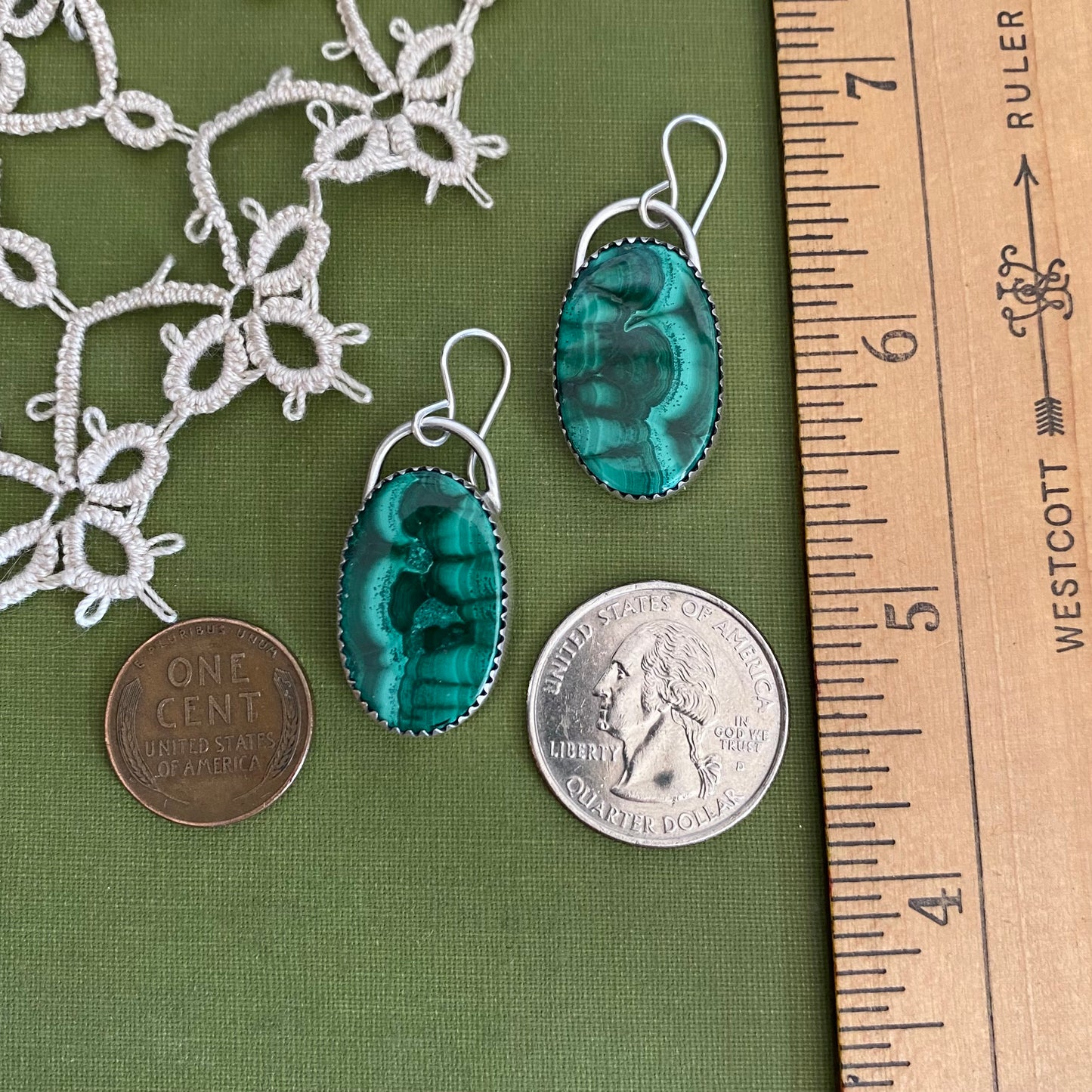 Malachite Oval Earrings