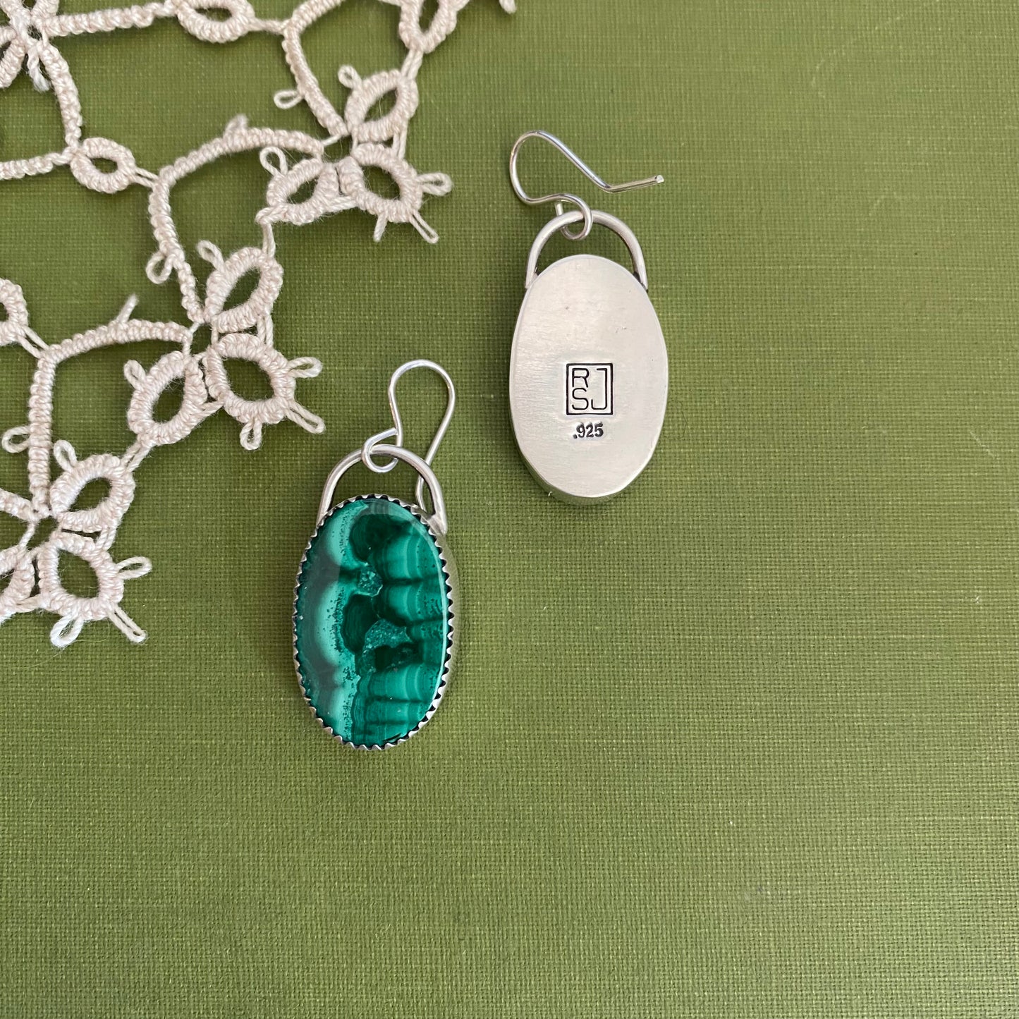Malachite Oval Earrings