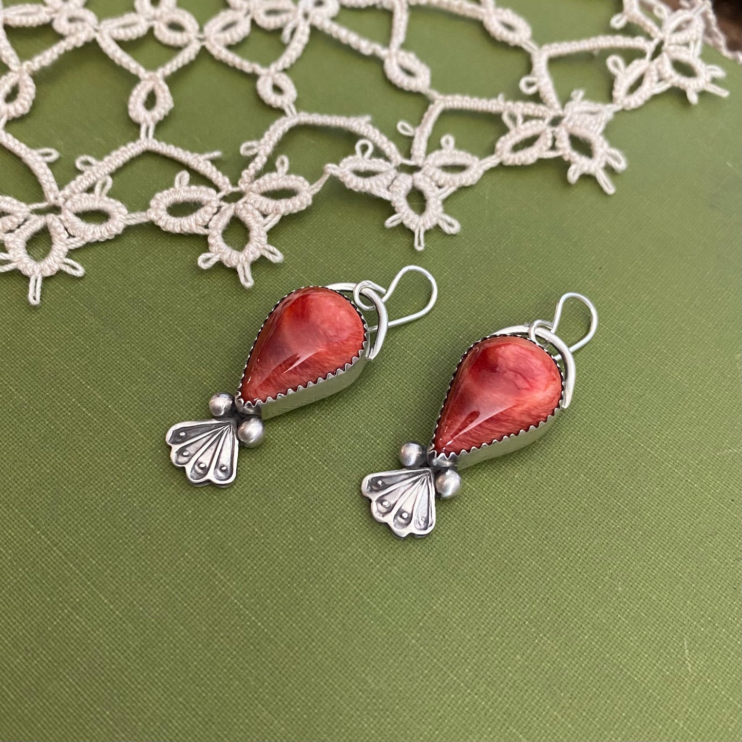 Red Spiny Oyster Earrings