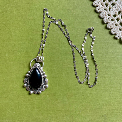 Black Onyx Large Teardrop Pendant