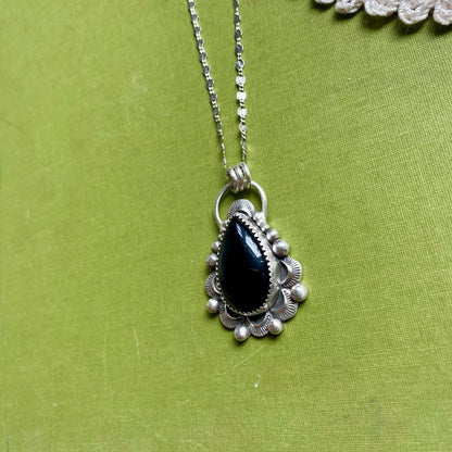 Black Onyx Large Teardrop Pendant