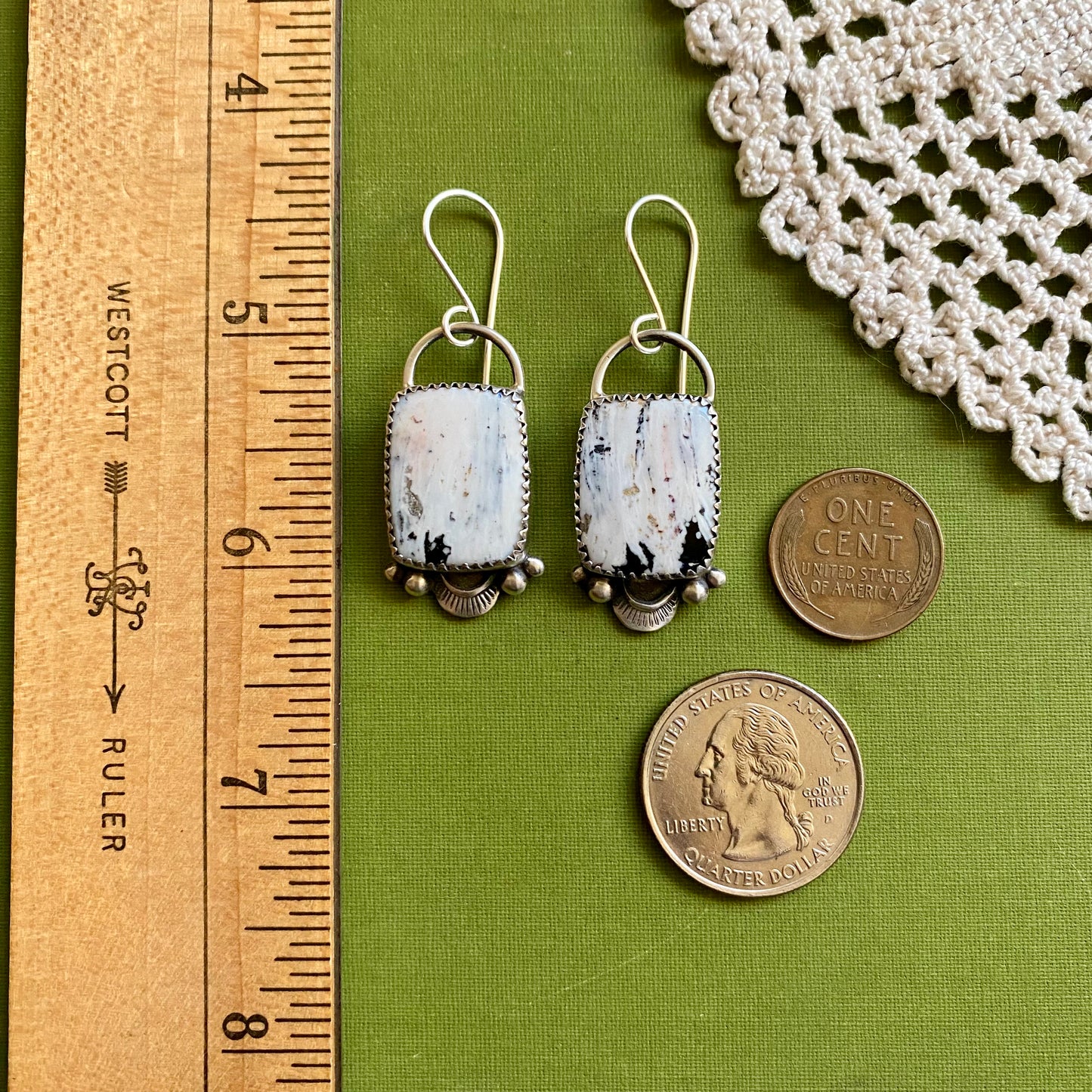 White Buffalo Rectangle Earrings