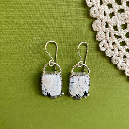 White Buffalo Rectangle Earrings