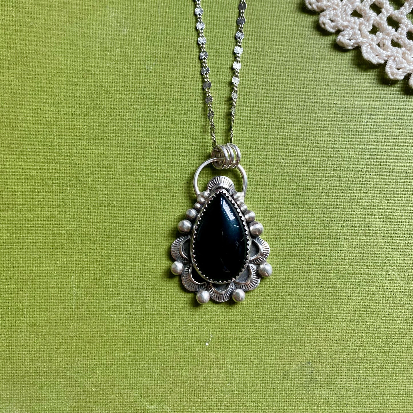 Black Onyx Large Teardrop Pendant