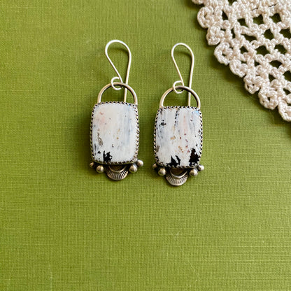 White Buffalo Rectangle Earrings