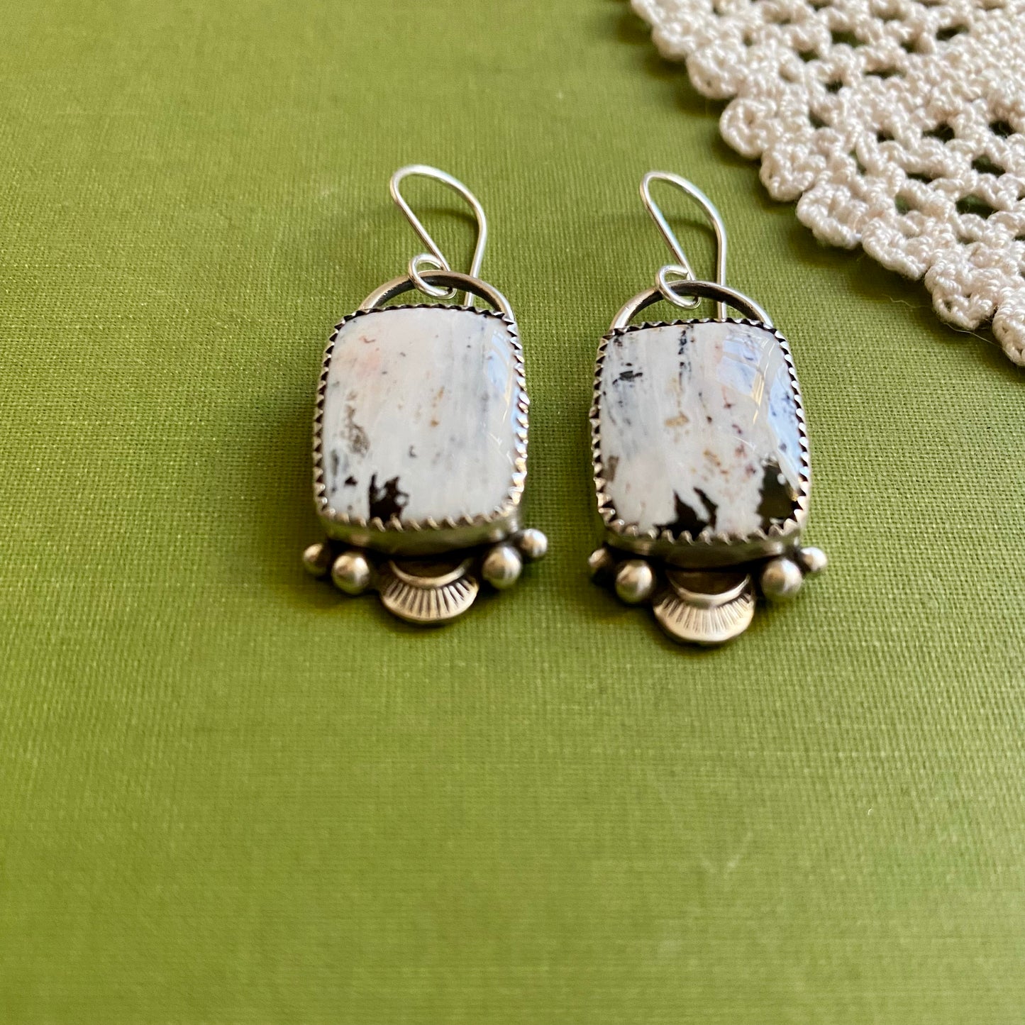 White Buffalo Rectangle Earrings