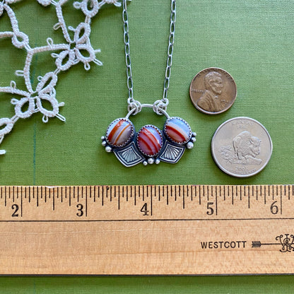 Banded Agate 3 Stone Necklace