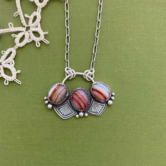 Banded Agate 3 Stone Necklace