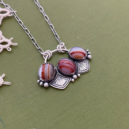 Banded Agate 3 Stone Necklace
