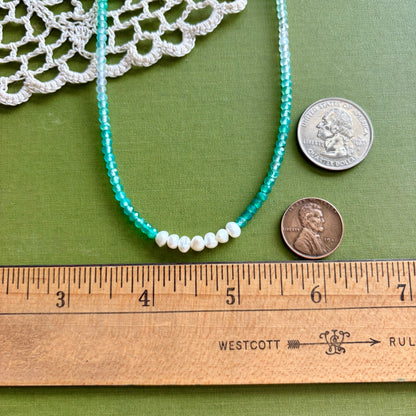 Green Onyx and Pearl Beaded Necklace