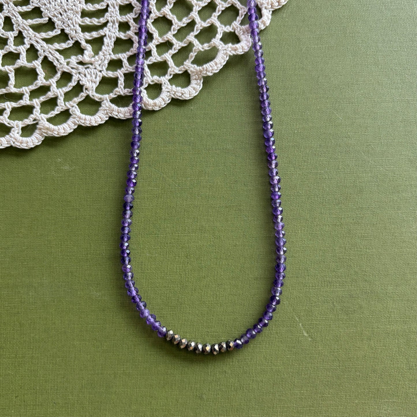 Amethyst & Pyrite Beaded Necklace
