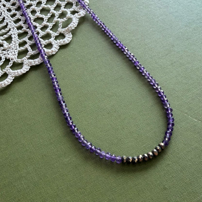 Amethyst & Pyrite Beaded Necklace