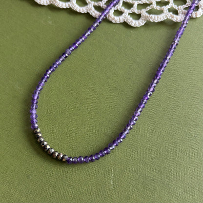 Amethyst & Pyrite Beaded Necklace