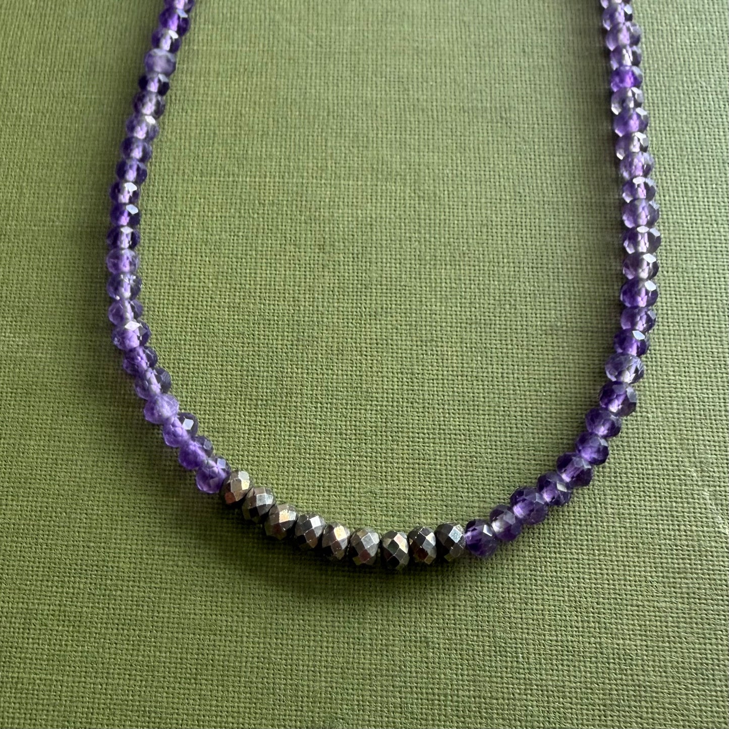 Amethyst & Pyrite Beaded Necklace