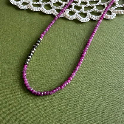 Raw Ruby & Pyrite Beaded Necklace