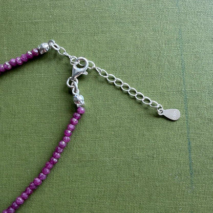 Raw Ruby & Pyrite Beaded Necklace