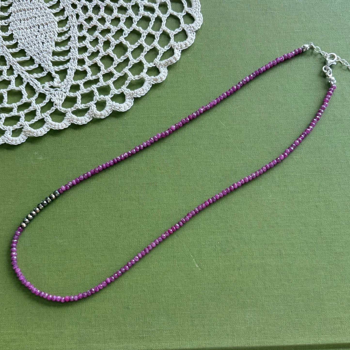 Raw Ruby & Pyrite Beaded Necklace