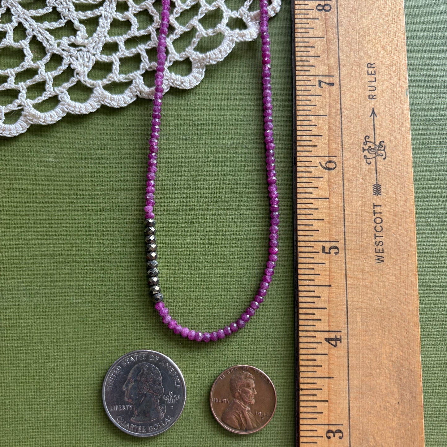 Raw Ruby & Pyrite Beaded Necklace