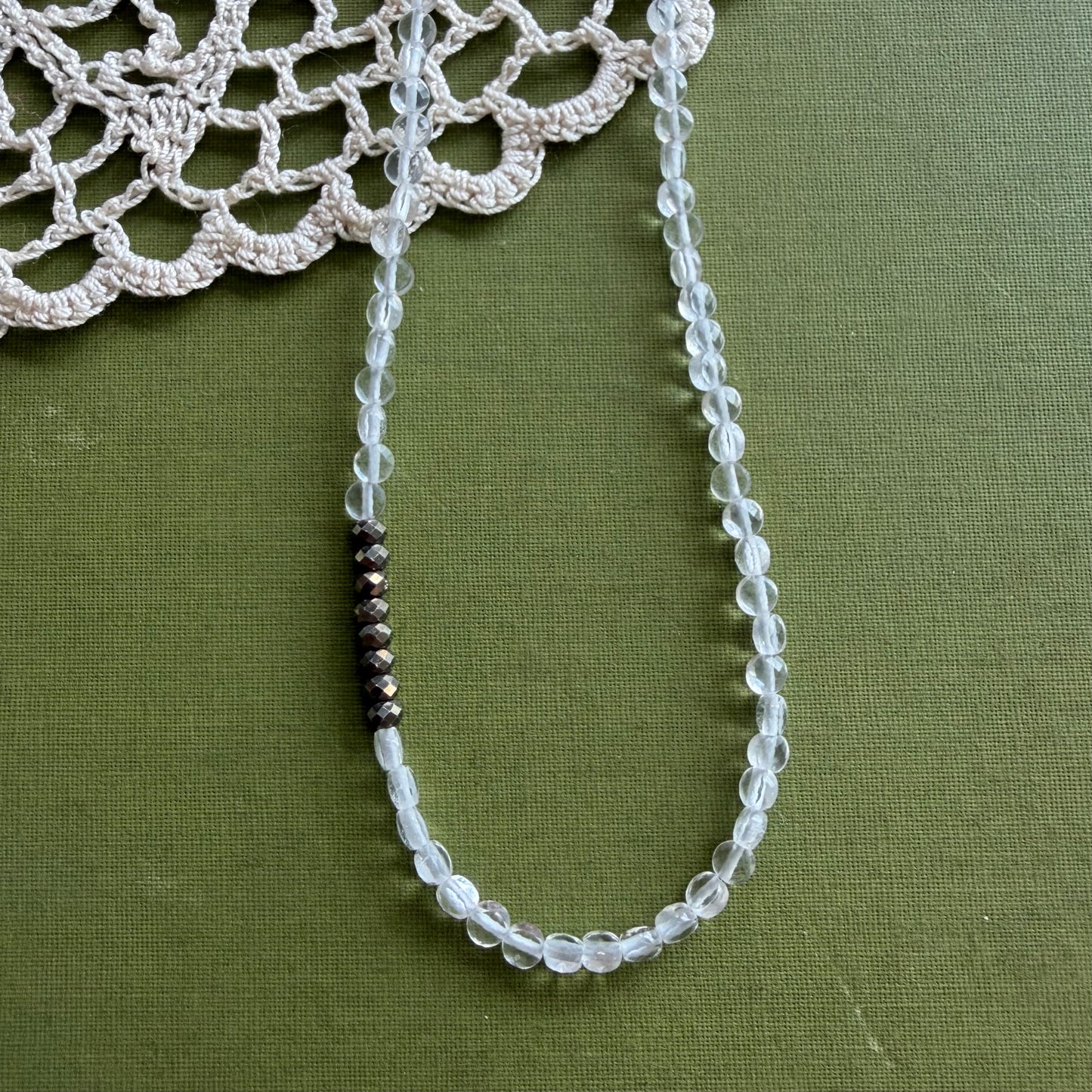 Clear Quartz & Pyrite Beaded Necklace