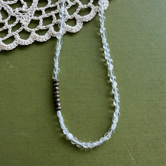 Clear Quartz & Pyrite Beaded Necklace